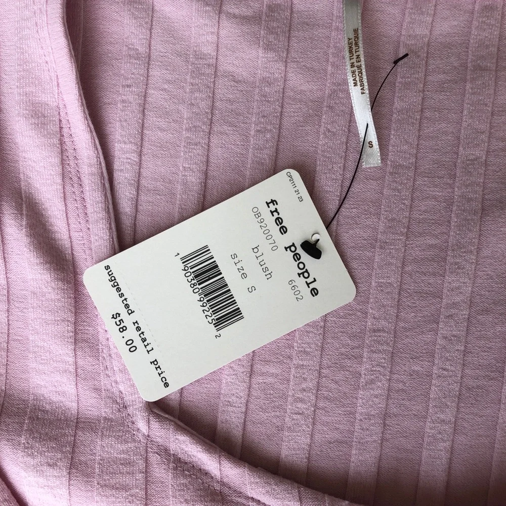 FREE PEOPLE 3/4 sleeve button down top light pink NWT